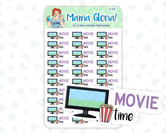 Movie time text stickers for planners, ID 0207