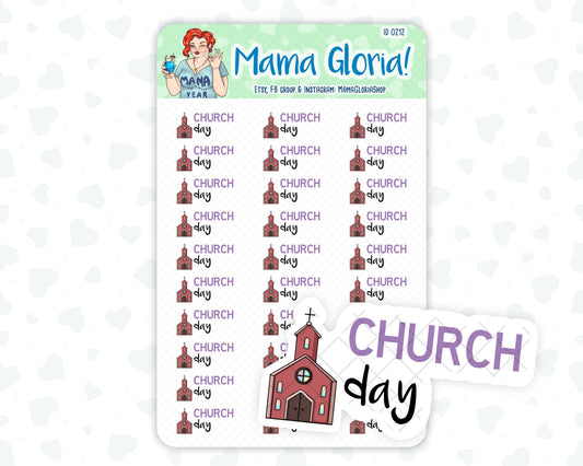 Church day text stickers for planners, ID 0212