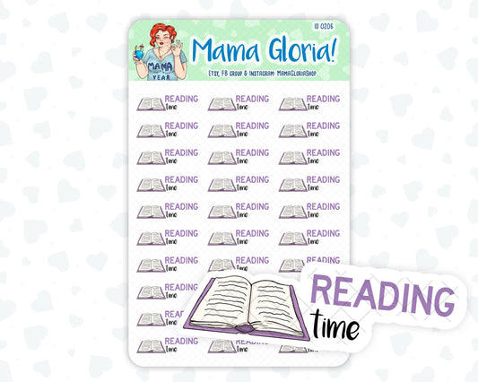 Reading time text stickers for planners, ID 0206