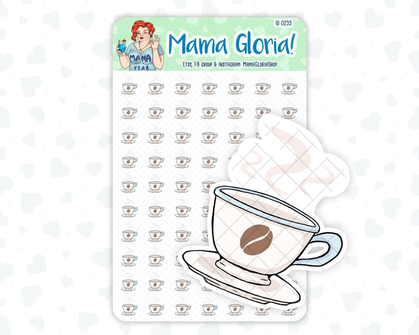 A cup of coffee stickers for planners, ID 0235