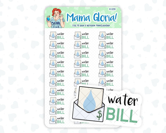 Water bill text stickers for planners, ID 0299