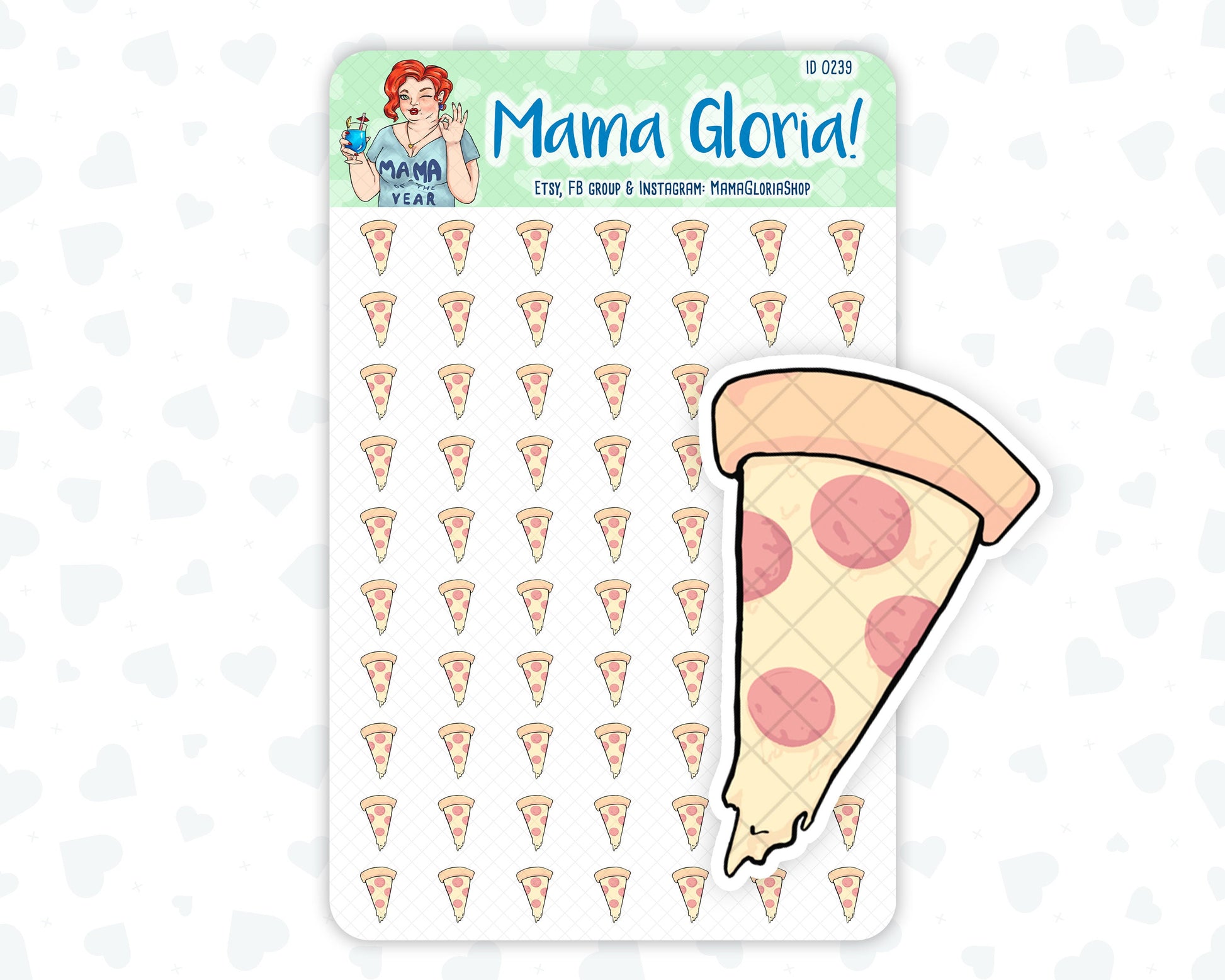 Pizza stickers for planners, ID 0239