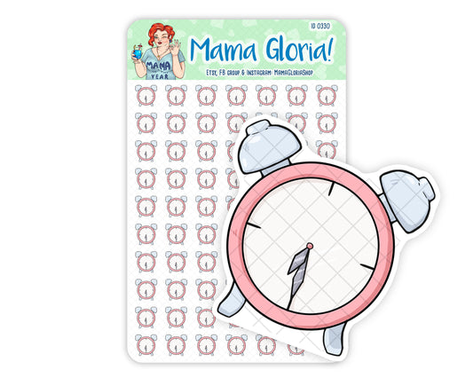 Alarm clock stickers for planners, ID 0330