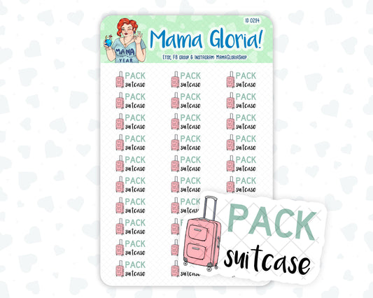 Pack suitcase stickers for planners, ID 0294