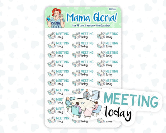 Meeting today text stickers for planners, ID 0355