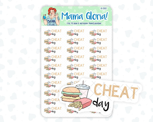 Cheat day text stickers for planners, ID 0302