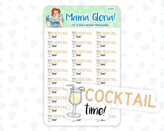 Cocktail time text stickers for planners, ID 0311