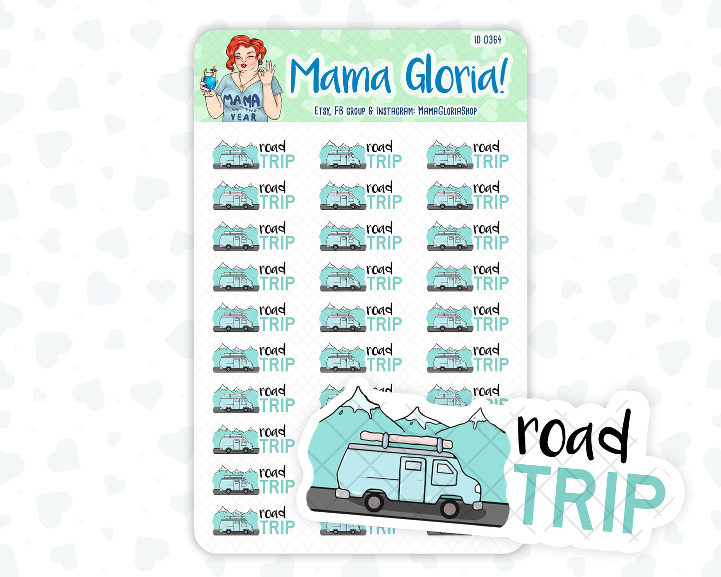 Road trip text, script stickers for planners, ID 0364