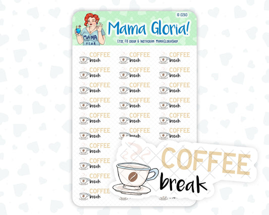 Coffee break text stickers for planners, ID 0260