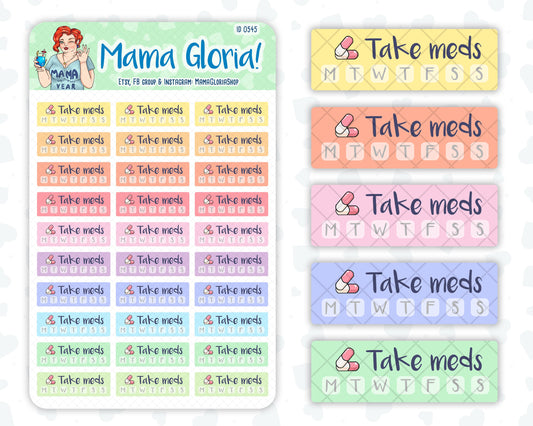 Take meds weekly tracker for planners, ID 0545/0546/0547