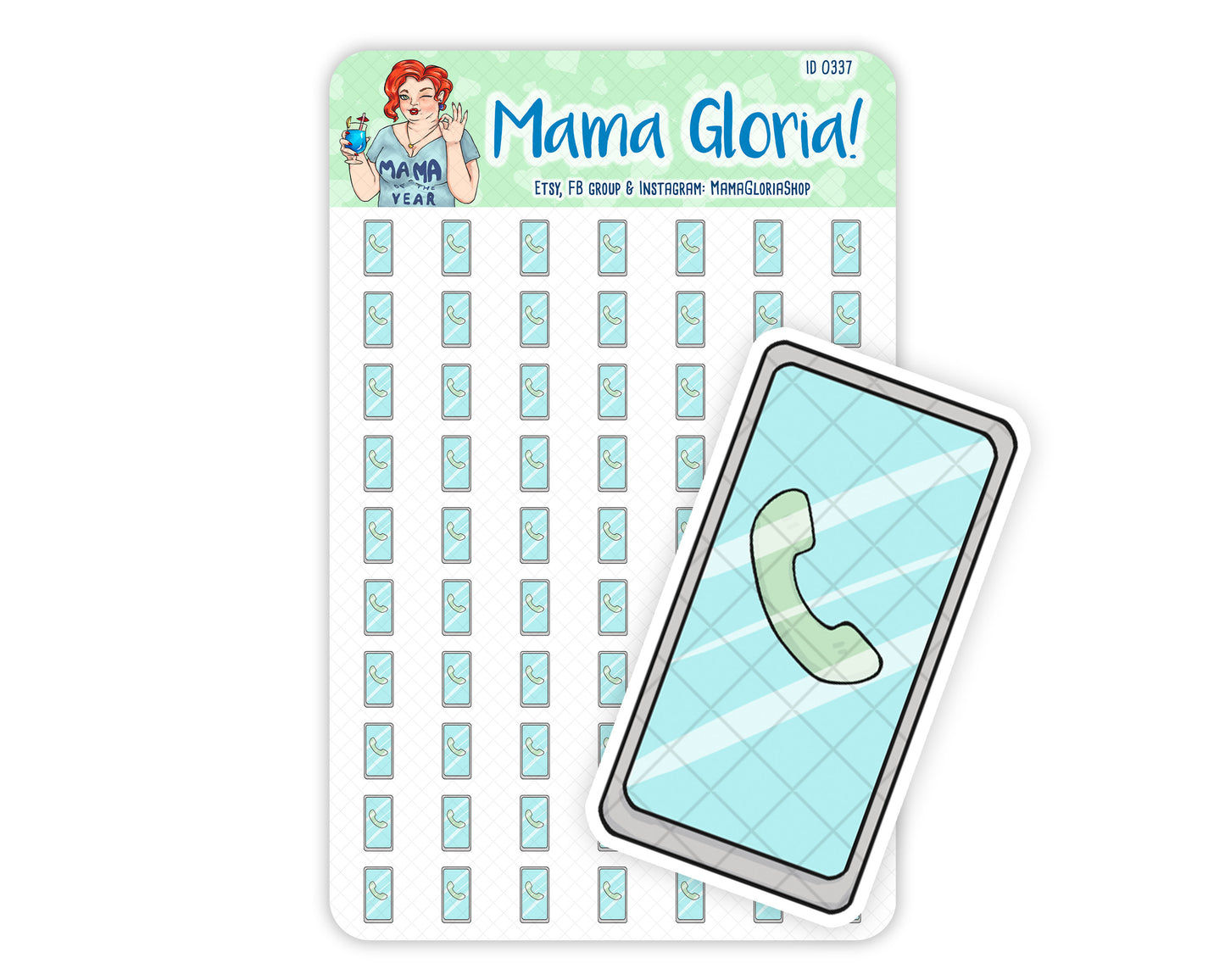 Call icon, stickers for planners, ID 0337