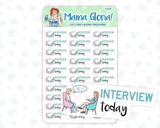 Interview today script, text stickers for planners, ID 0356