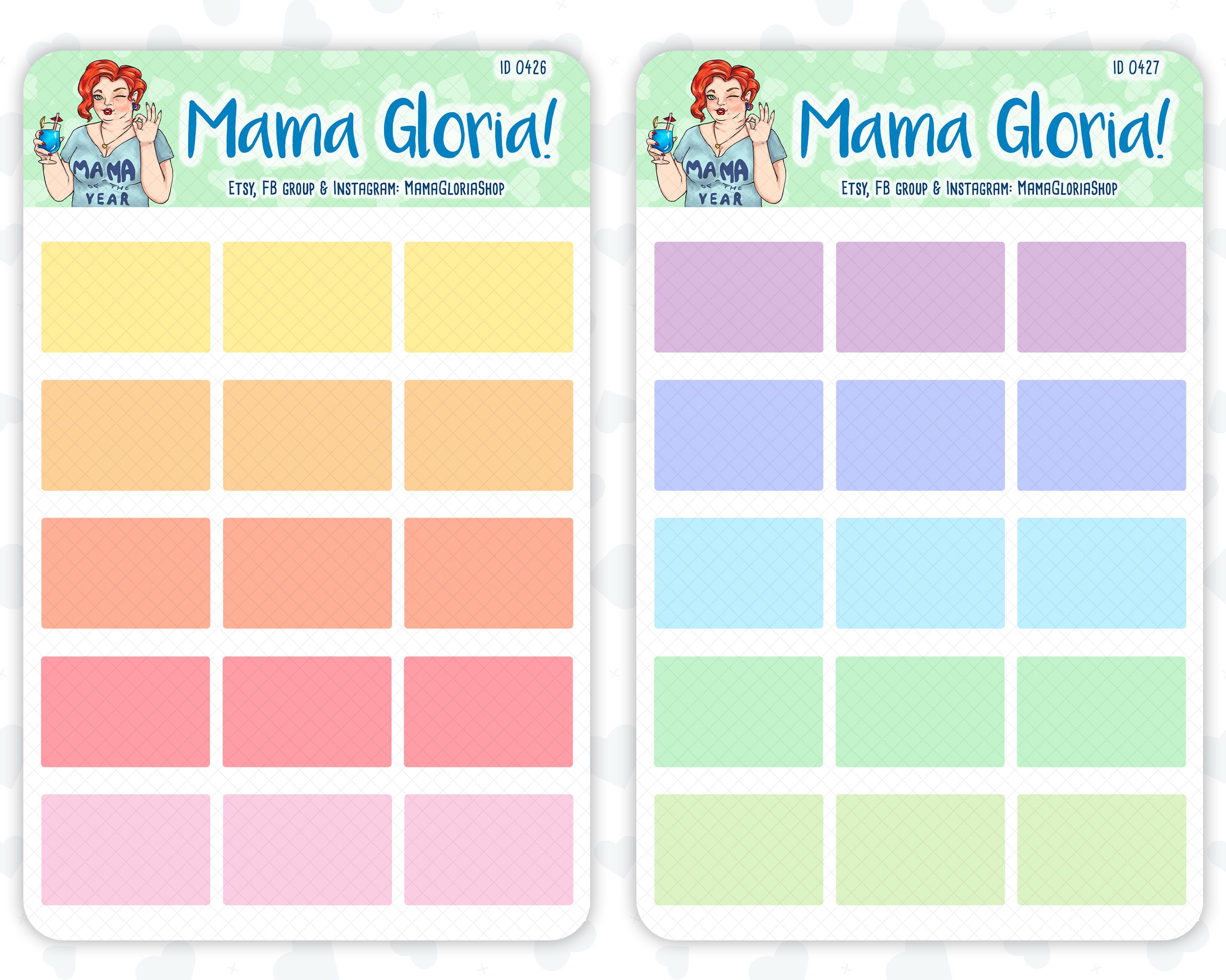 Half box stickers for planners – mamagloriashop