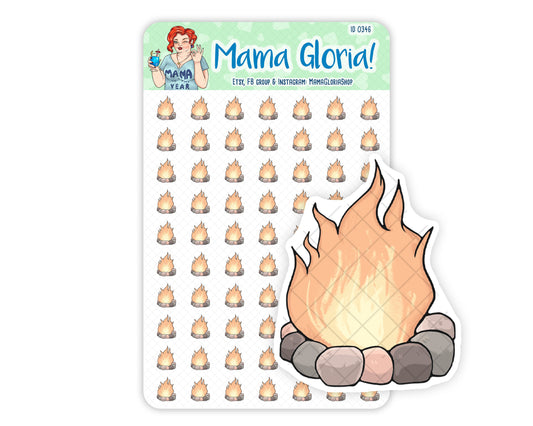 Campfire stickers for planners, ID 0346