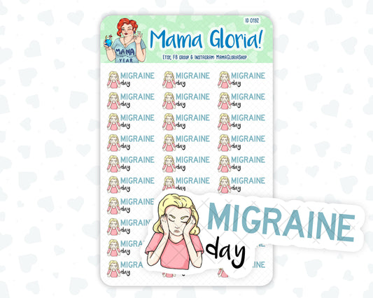 Migraine day text stickers for planners, ID 0192/0617/0618