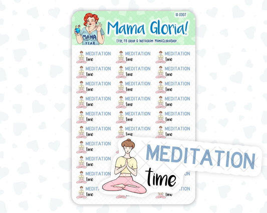 Meditation time text stickers for planners, ID 0307/0635/0636