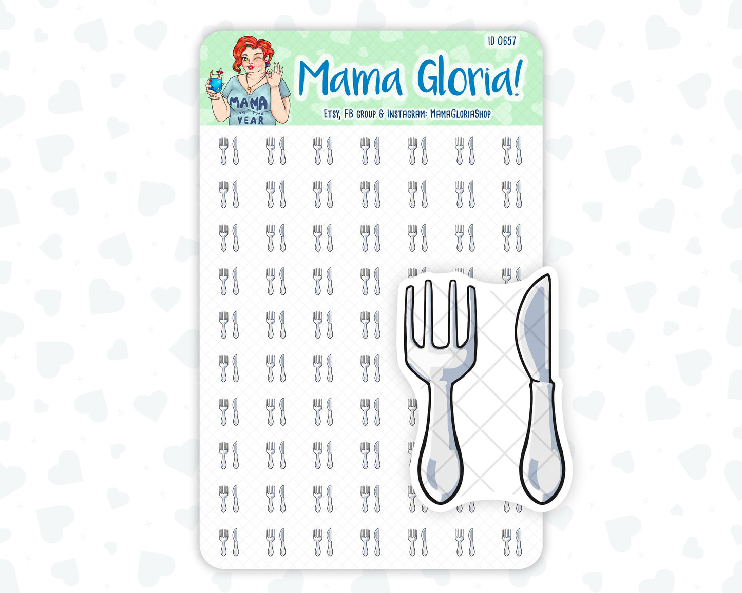 Folk and knife /meal stickers for planners, ID 0657