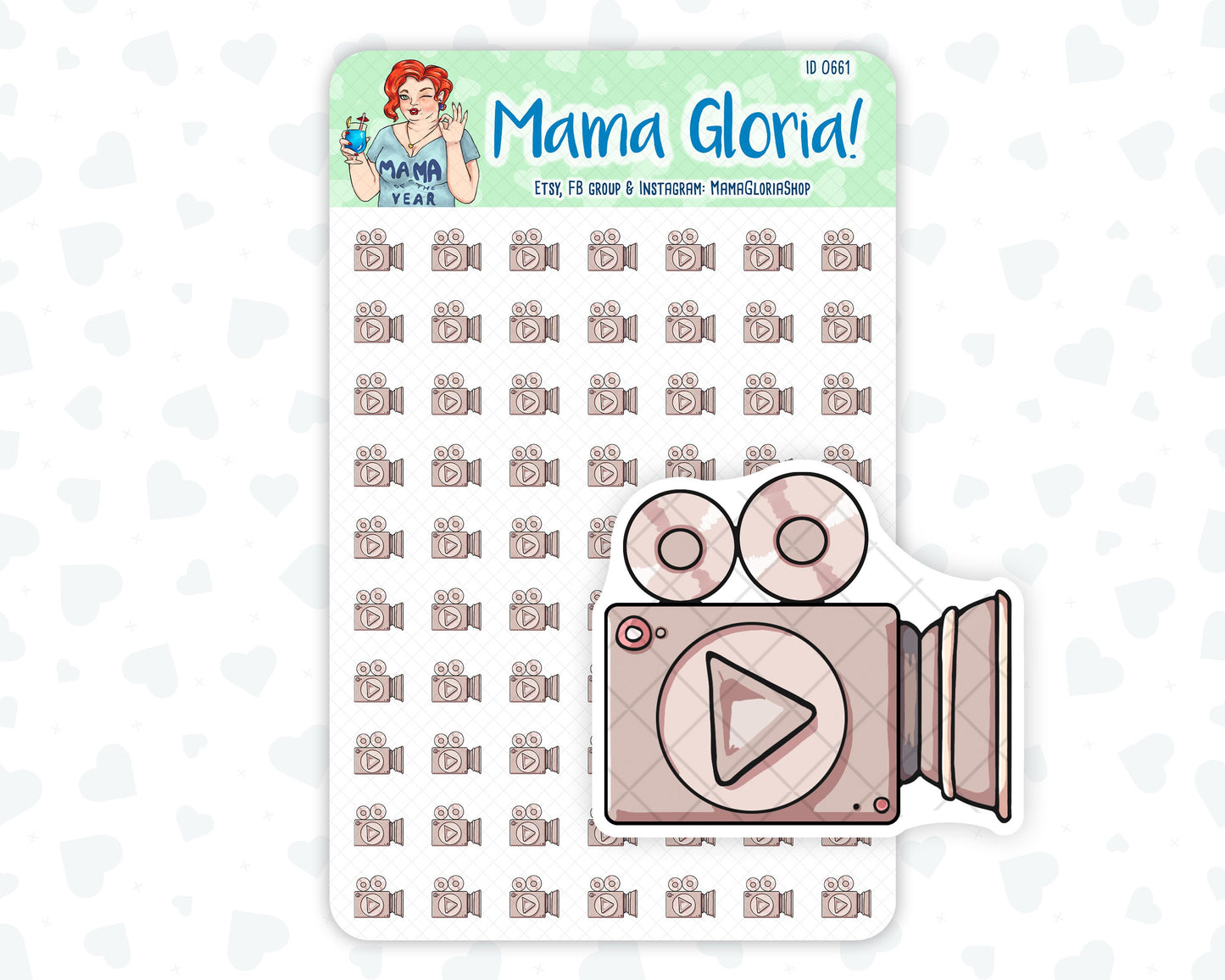 Make a video, camera stickers for planners, ID 0661