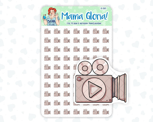 Make a video, camera stickers for planners, ID 0661