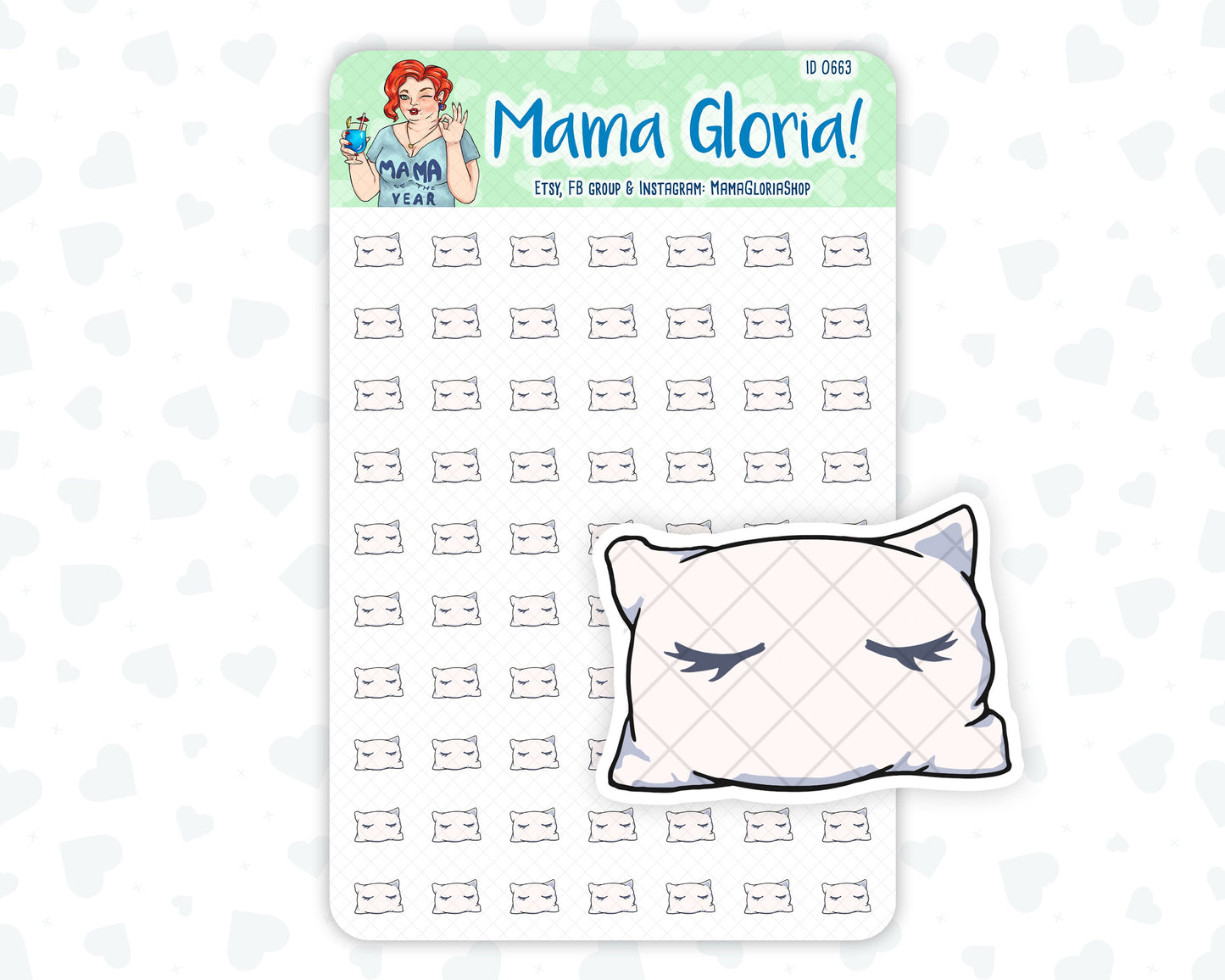 Pillow stickers for planners, ID 0663