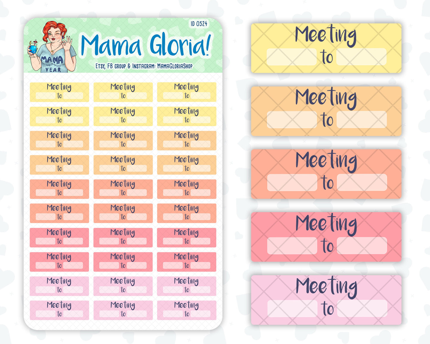 Meeting time tracker for planners, ID 0523/0524/0525