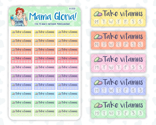 Take vitamins weekly tracker for planners, ID 0530