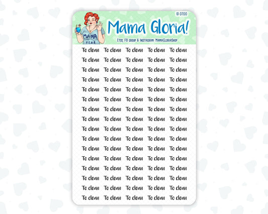 To clean script stickers for planners, ID 0700/0701