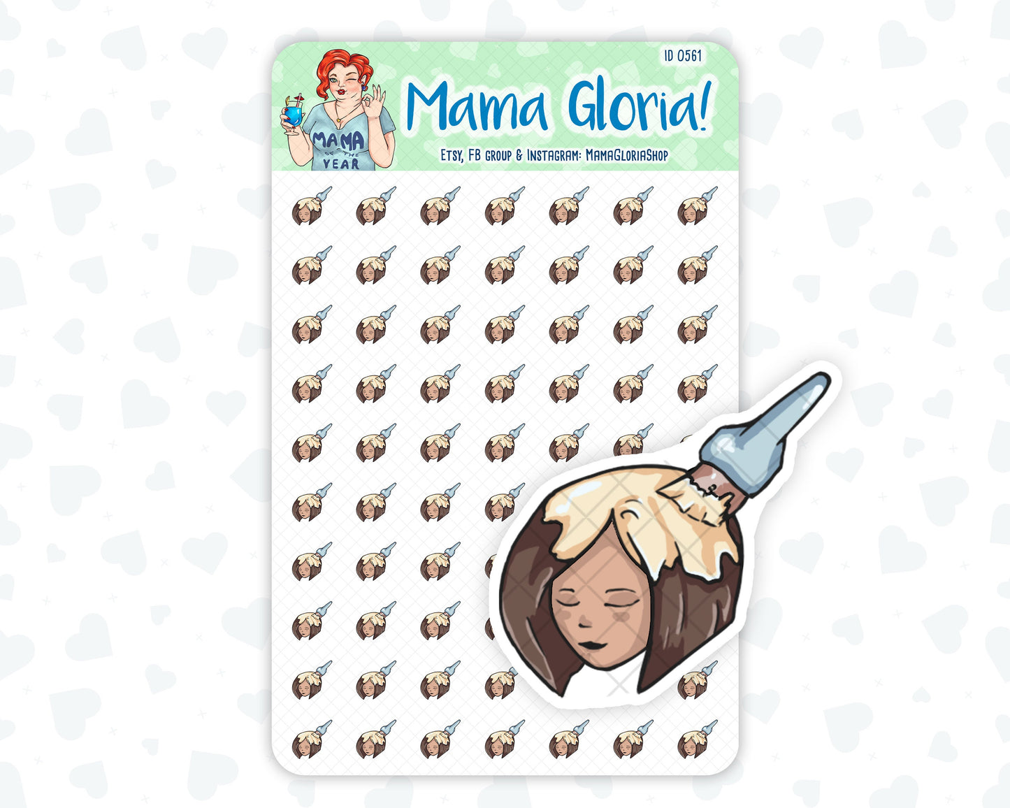 Dye hair stickers for planners, ID 0036/0561/0562