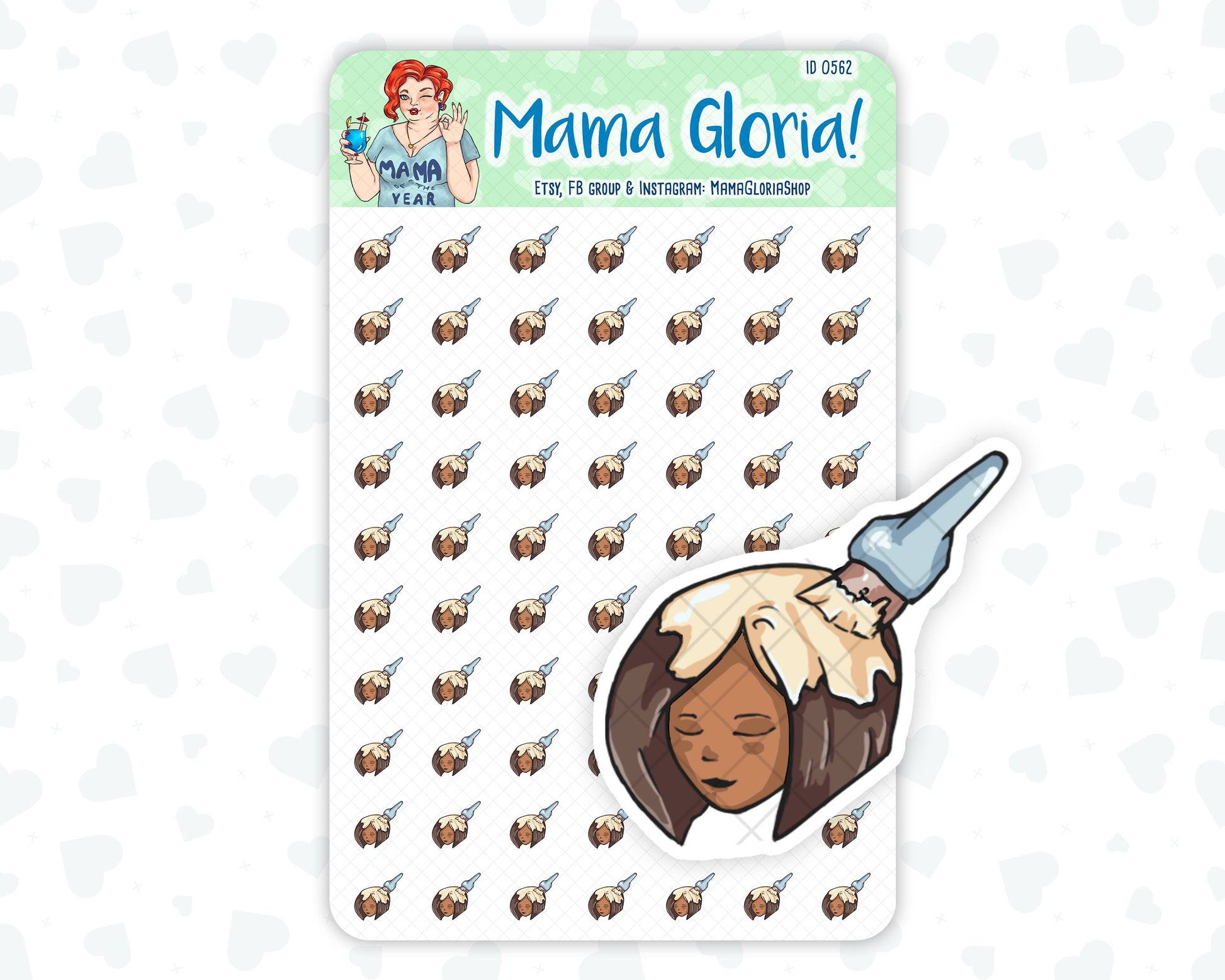 Dye hair stickers for planners, ID 0036/0561/0562