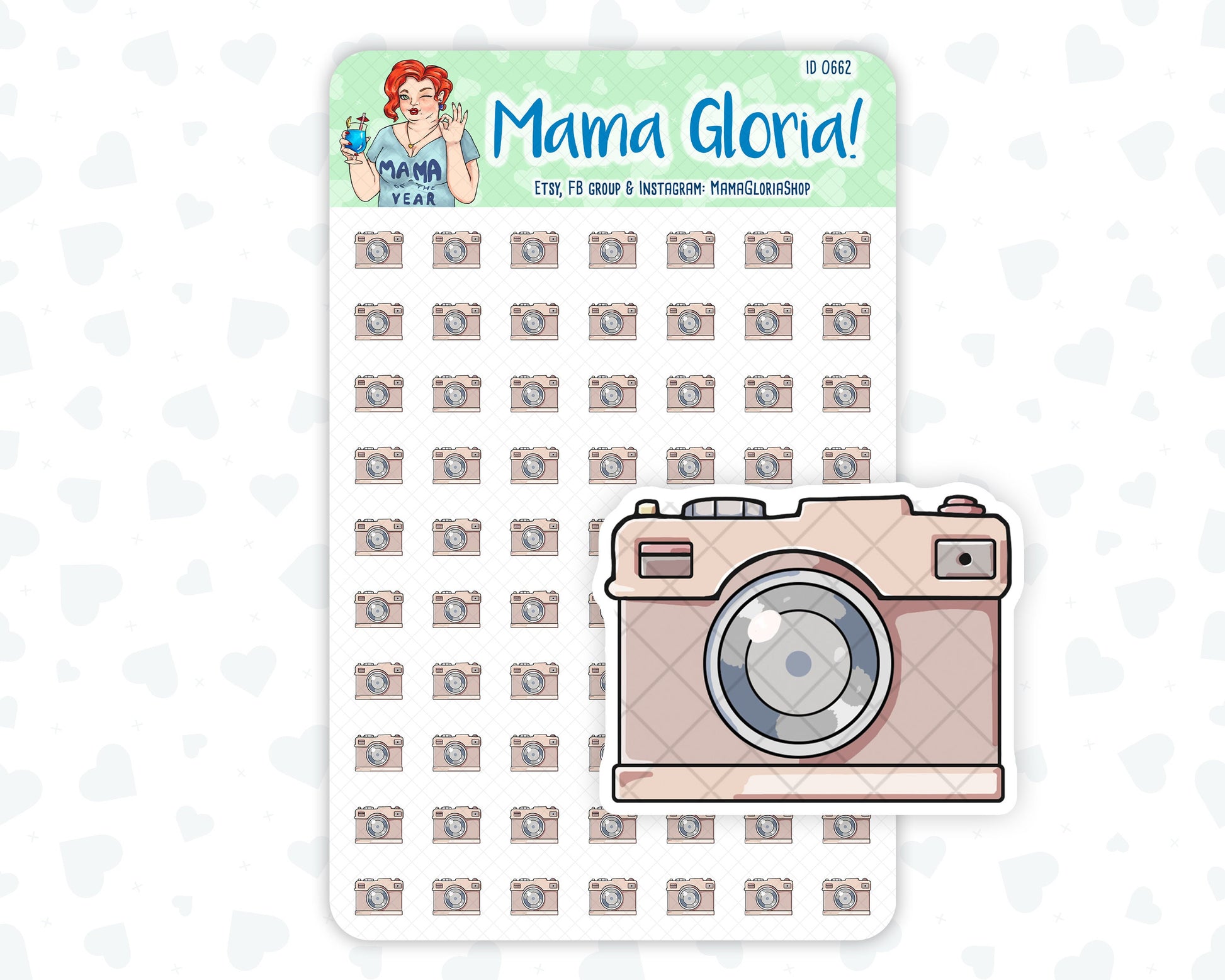 Camera stickers for planners, ID 0662