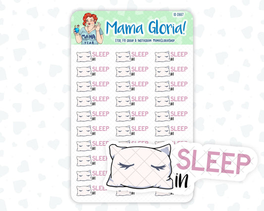 Sleep in text stickers for planners, ID 0667