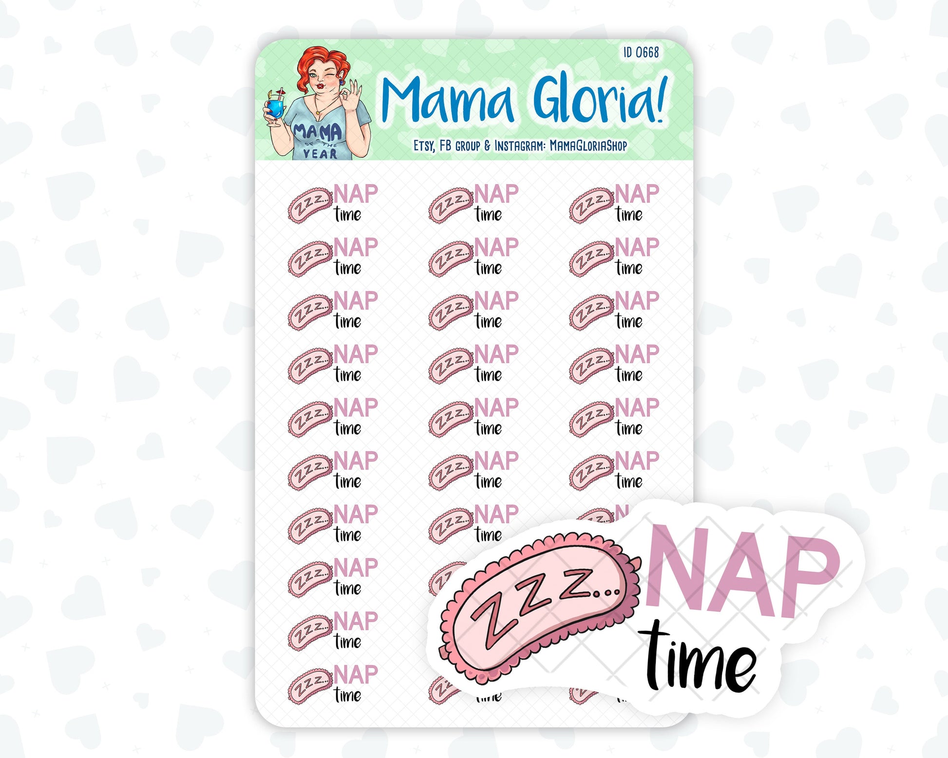 Nap time text stickers for planners, ID 0668 – mamagloriashop