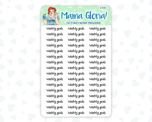 Weekly goals script stickers for planners, ID 0558/0559