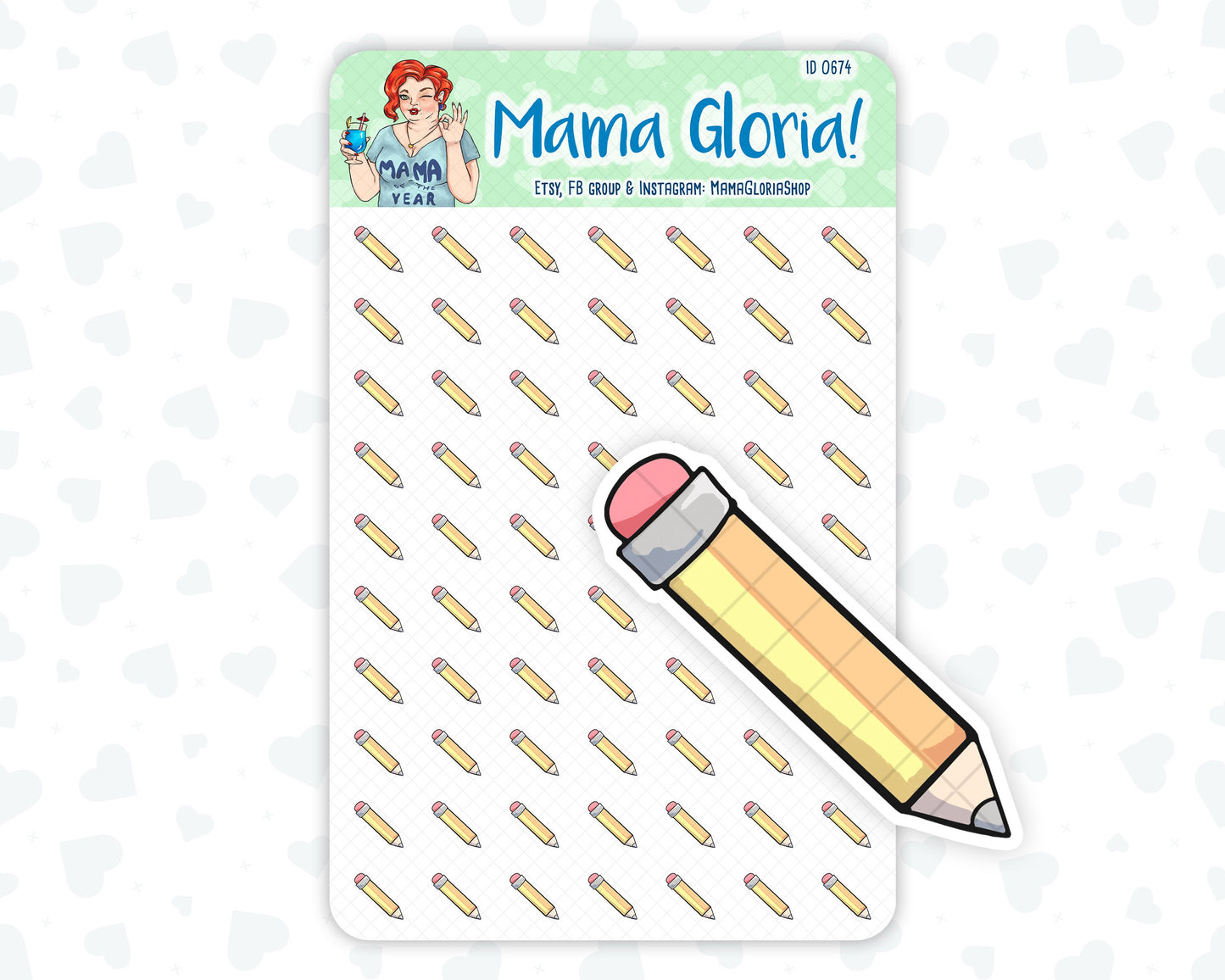 Pencil stickers for planners, ID 0674