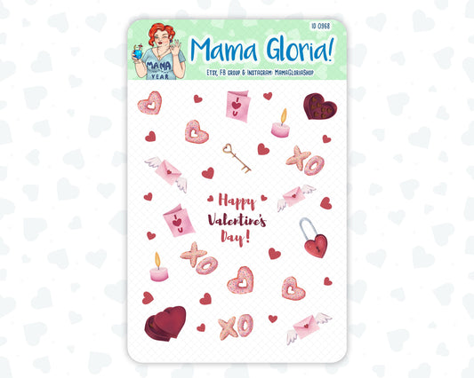 Valentine's Day Decorative Stickers - February - Erin Condren - Happy Planner ID 0968