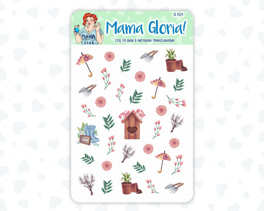 Gardening Decorative Stickers For Planners - March -April - Spring - Erin Condren - Happy Planner ID 1024