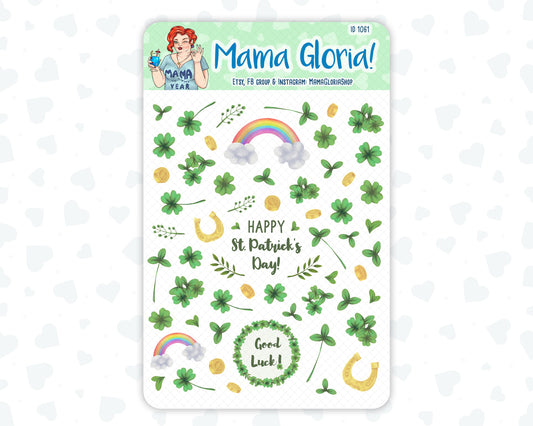 Patrick's Day Decorative Stickers For Planners - March - Spring - Erin Condren - Happy Planner - ID 1061