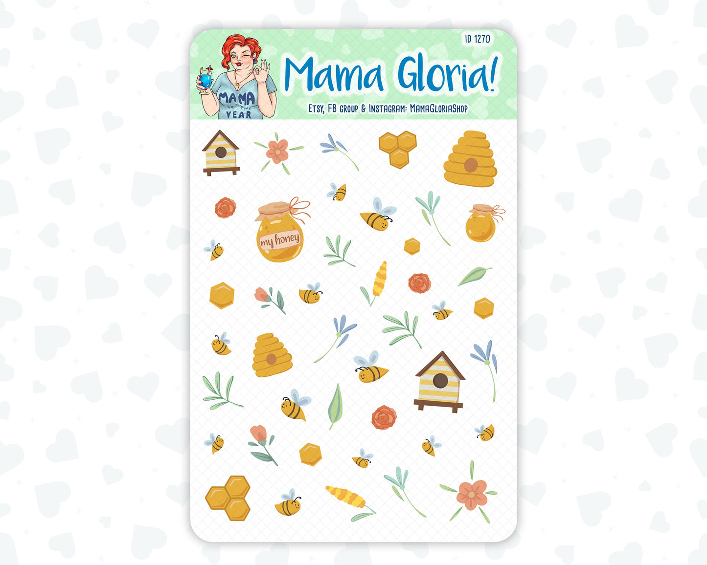 Bee Honey  Decorative Stickers For Planners - Erin Condren - Happy Planner ID 1270