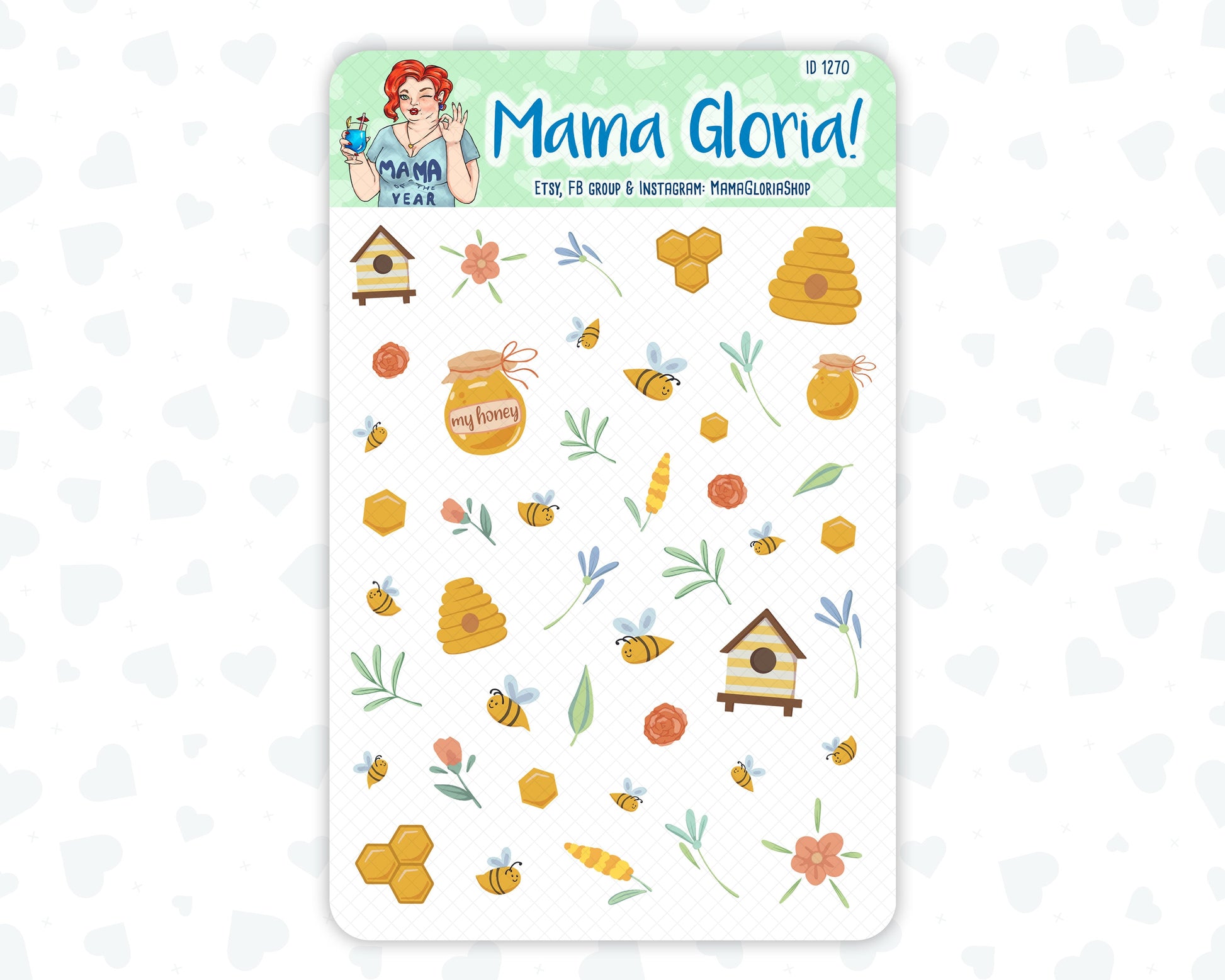 Bee Honey  Decorative Stickers For Planners - Erin Condren - Happy Planner ID 1270