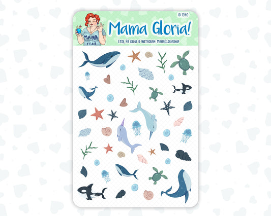 Under The Ocean Decorative Stickers For Planners - Erin Condren - Happy Planner ID 1340