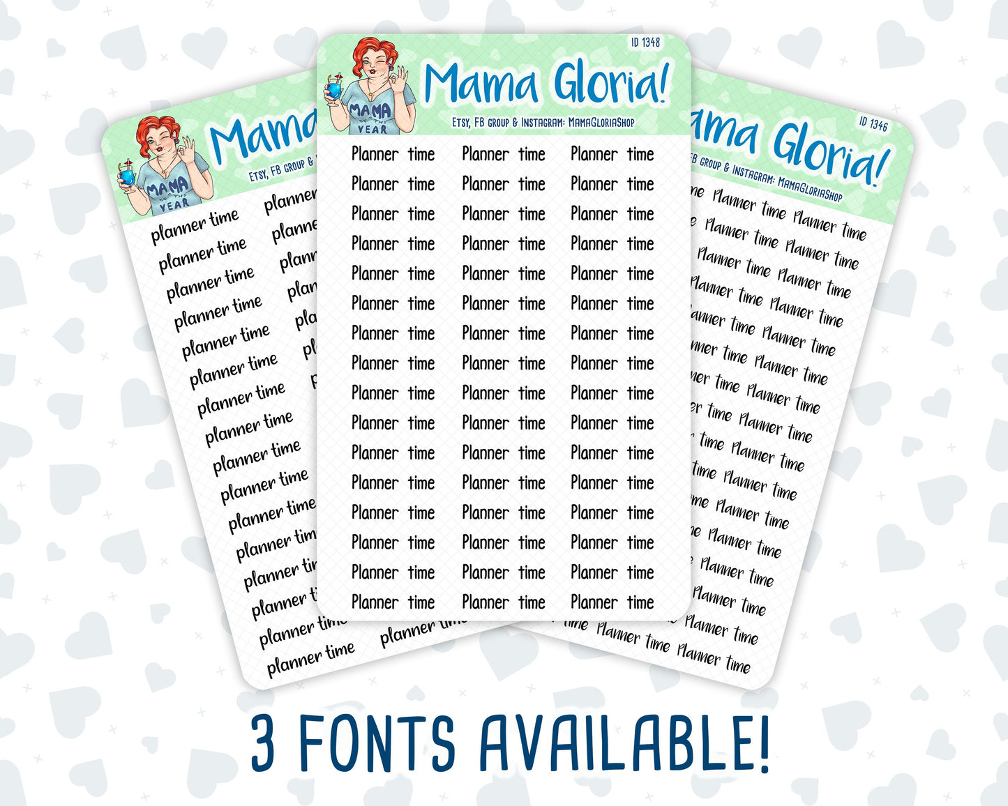 Planner Time - Script Stickers For Planners - Erin Condren - Happy Planner-  ID 1346, 1347, 1348