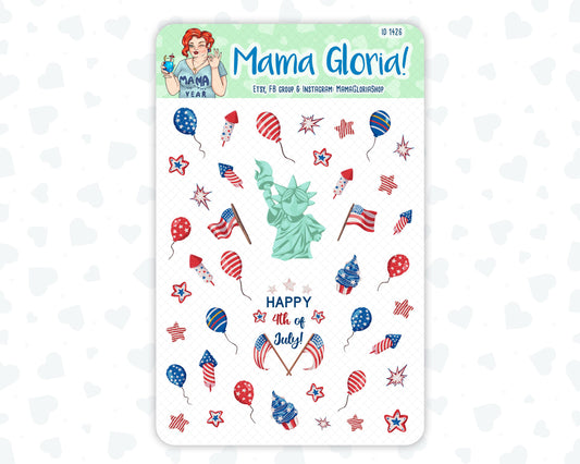 The 4th of July - Decorative Stickers For Planners - Erin Condren - Happy Planner ID 1426