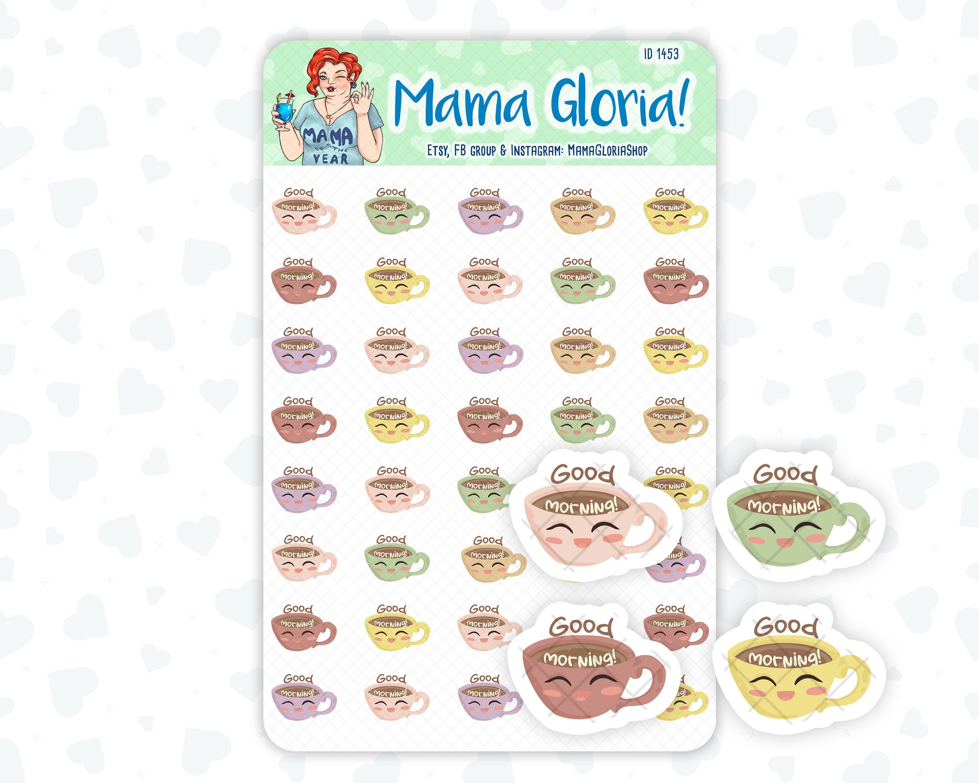 Good Morning Cup Of Coffee or Tea - Stickers For Planners - Erin Condren - Happy Planner-  ID 1453