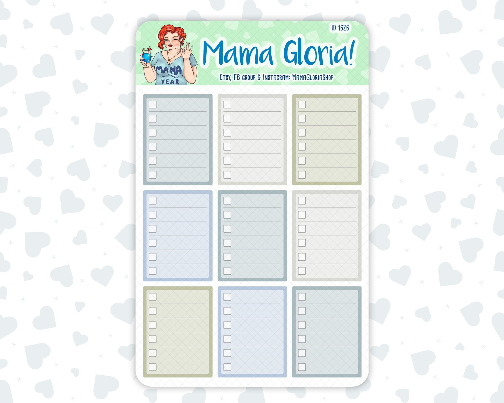 Full Boxes - Flora Palette - Lined Checklist - Stickers For Planners, ID 1627, 1626