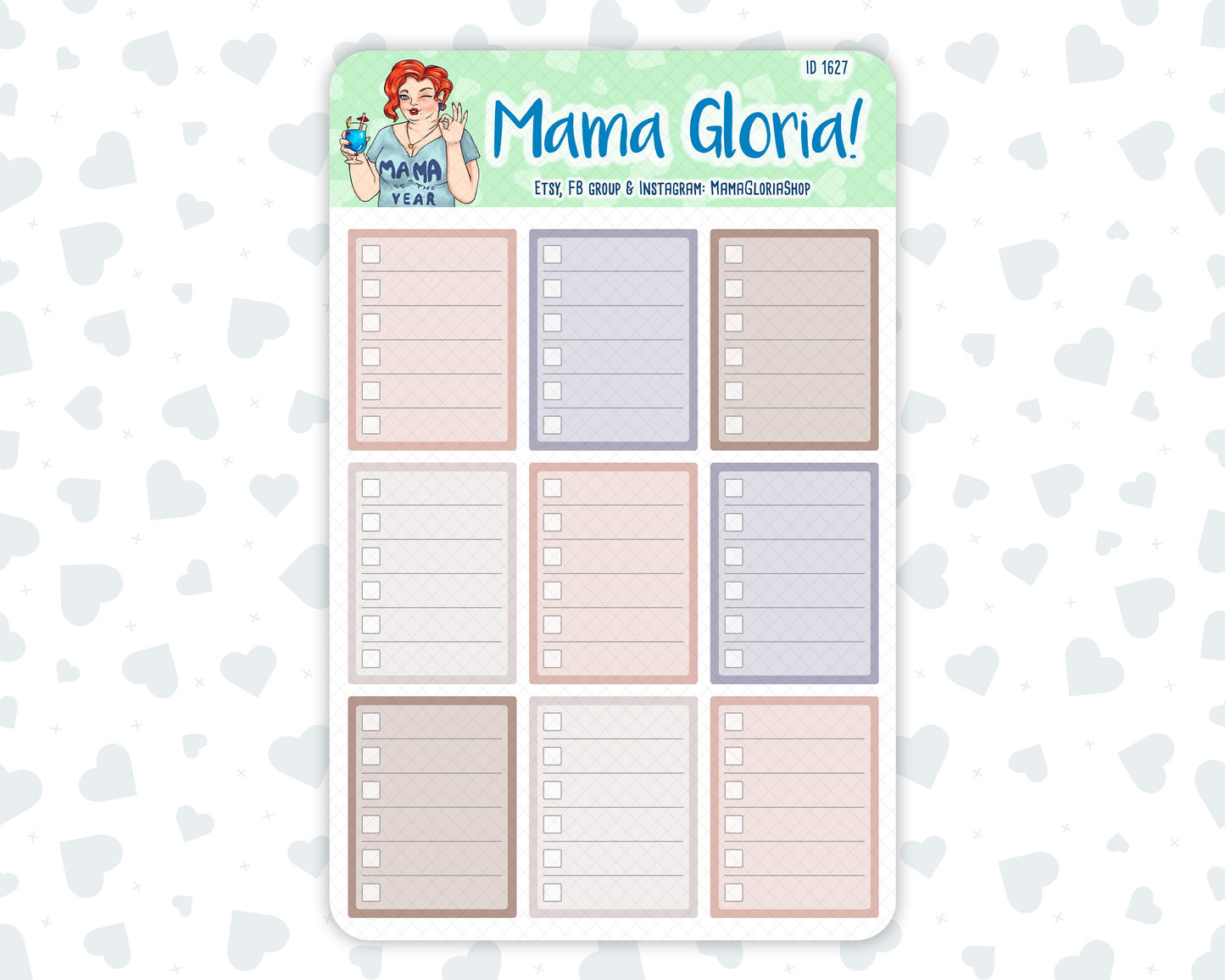 Full Boxes - Flora Palette - Lined Checklist - Stickers For Planners, ID 1627, 1626