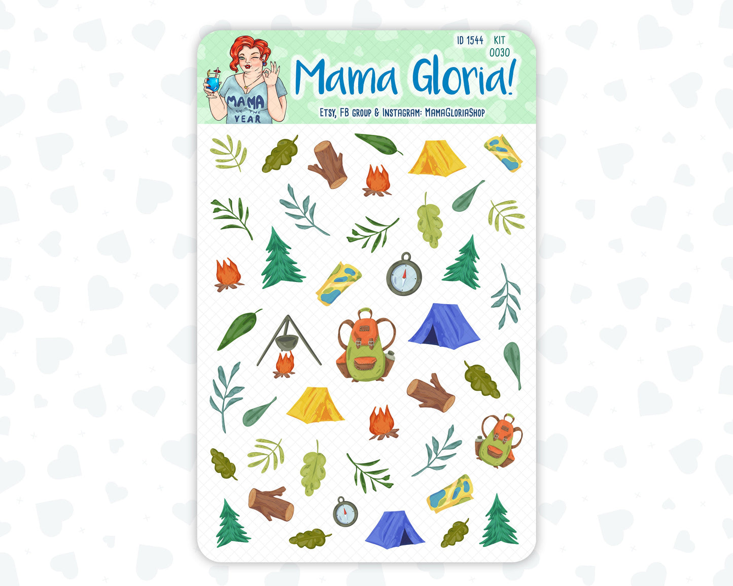 Camping - Decorative Stickers For Planners - Erin Condren - Happy Planner ID 1544