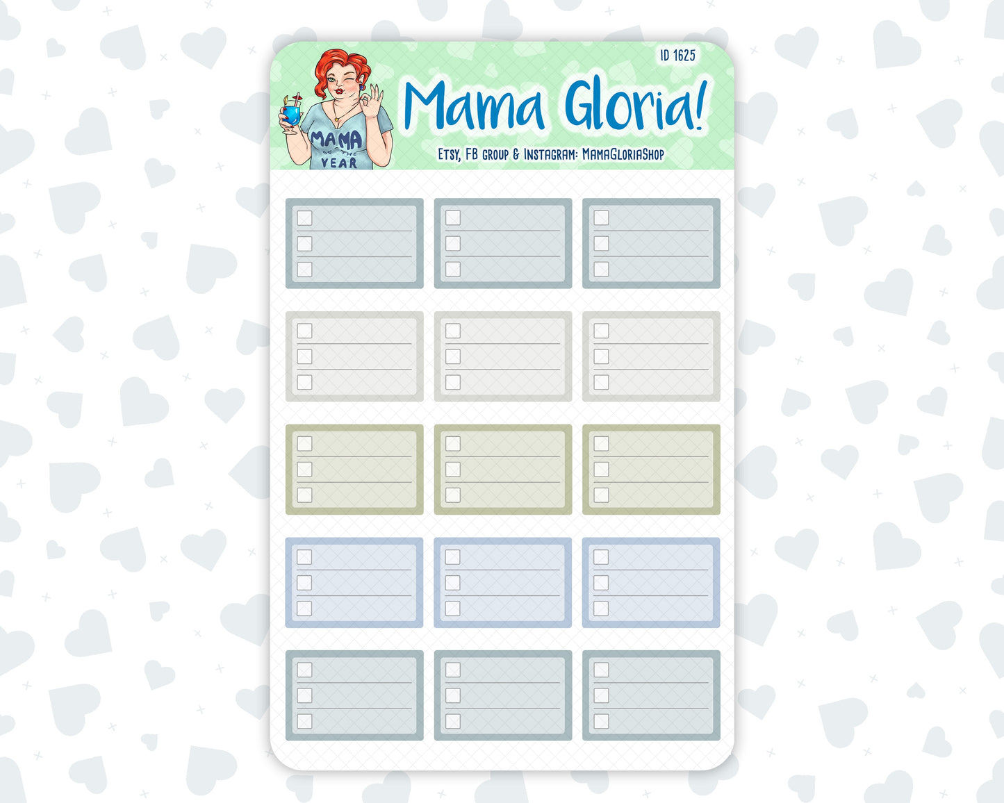 Half boxes - Flora Palette - Lined checklist - Stickers For Planners, ID 1624, 1625