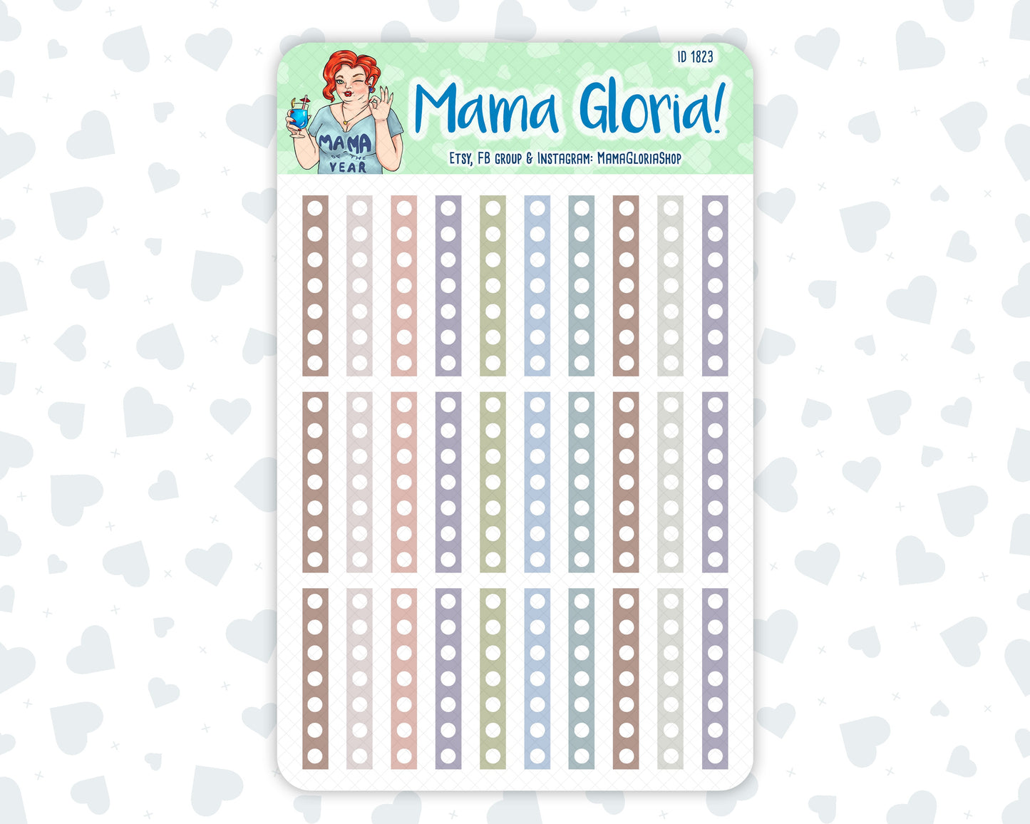 Check strips - Flora Palette - Lined checklist - Stickers For Planners, ID 1823