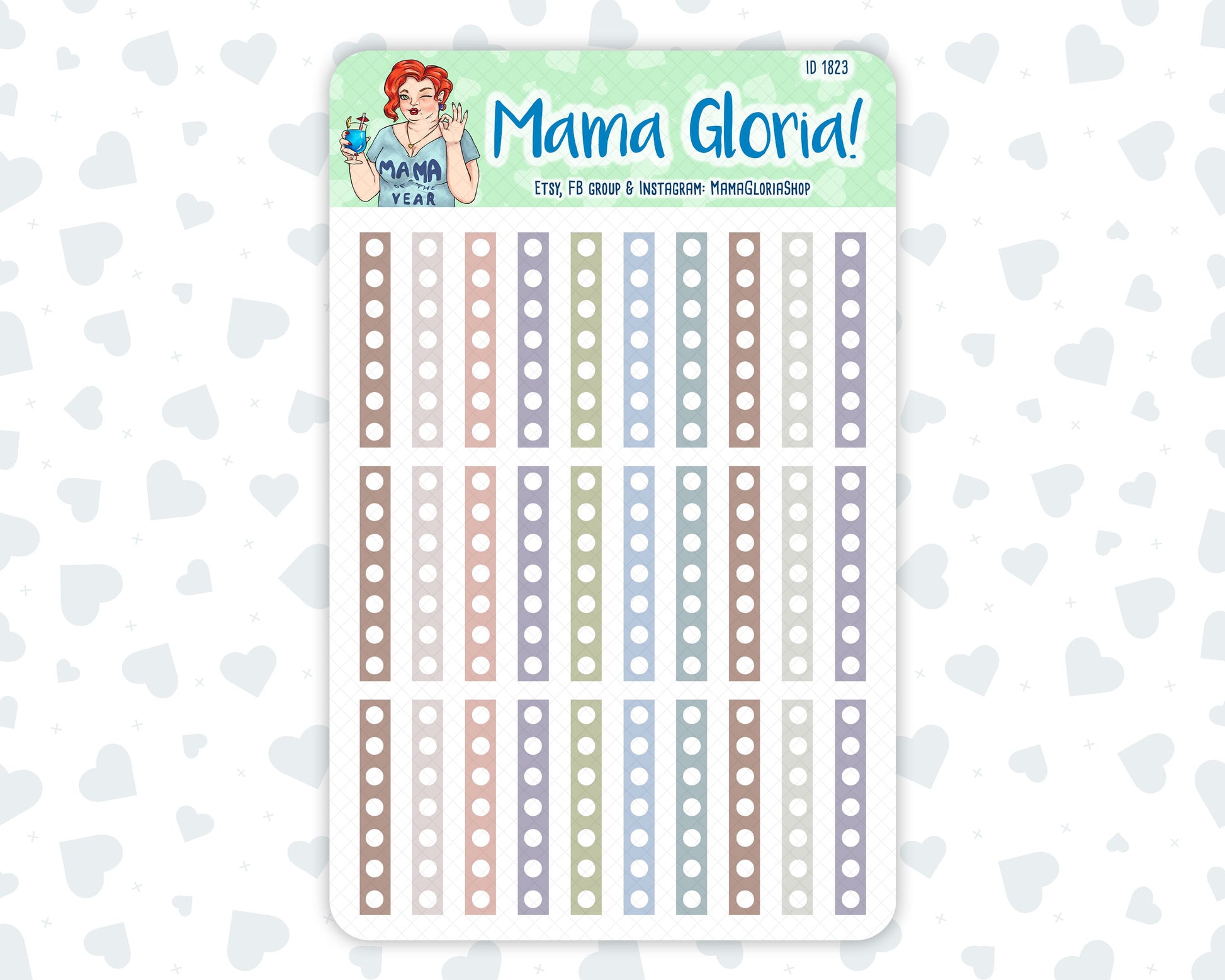 Check strips - Flora Palette - Lined checklist - Stickers For Planners, ID 1823