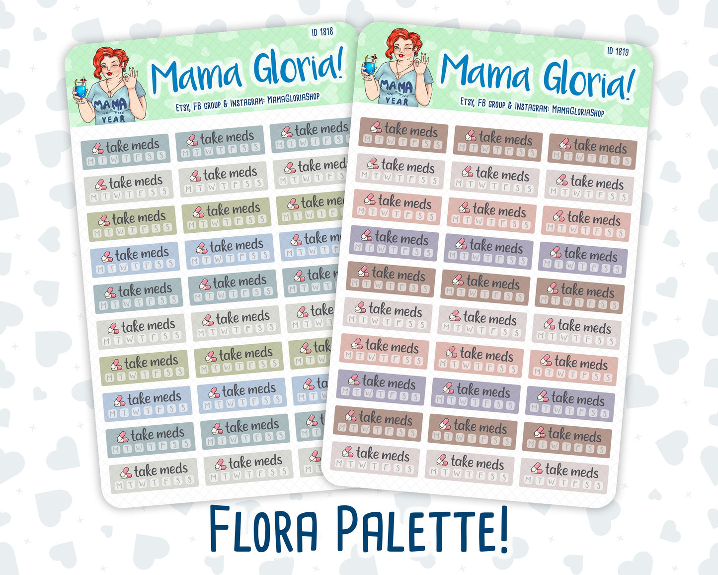 Take Meds Tracker - Flora Palette - Stickers For Planners, ID 1818, 1819